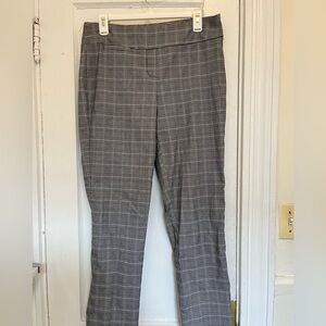 Black and white plaid pants with elastic waistband